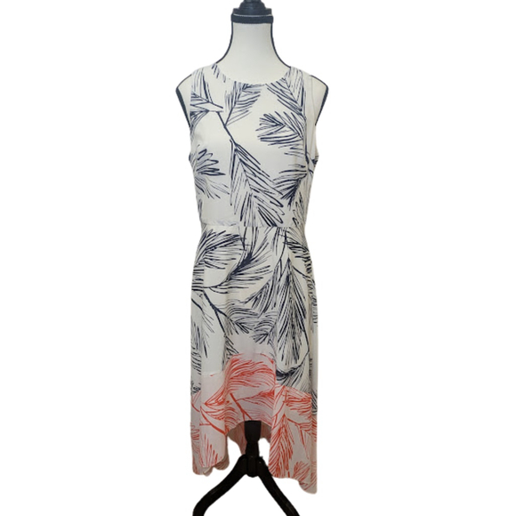Vince Camuto Dresses & Skirts - Vince Camuto White Palm Print High-Low Midi Dress Size 8 • Resort Beach Wedding